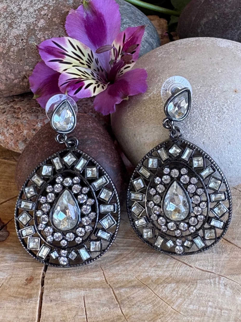 Pear Shape Crystal Earrings
